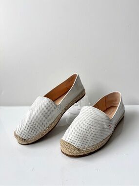 kate spade Gianna White Perforated Leather Espadrille Flat Loafers Size 8M